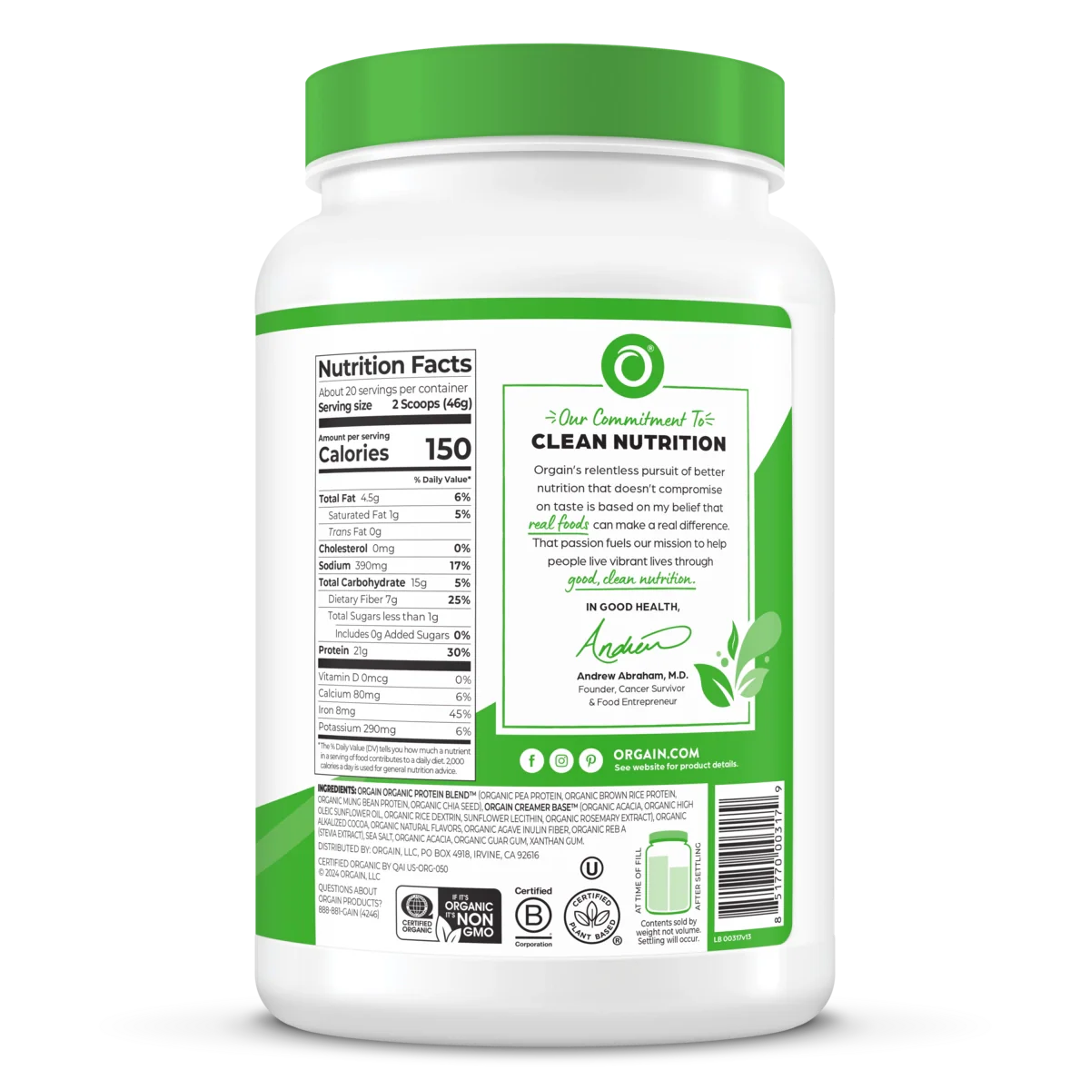 Organic Protein™ Plant Based Protein Powder - Creamy Chocolate Fudge