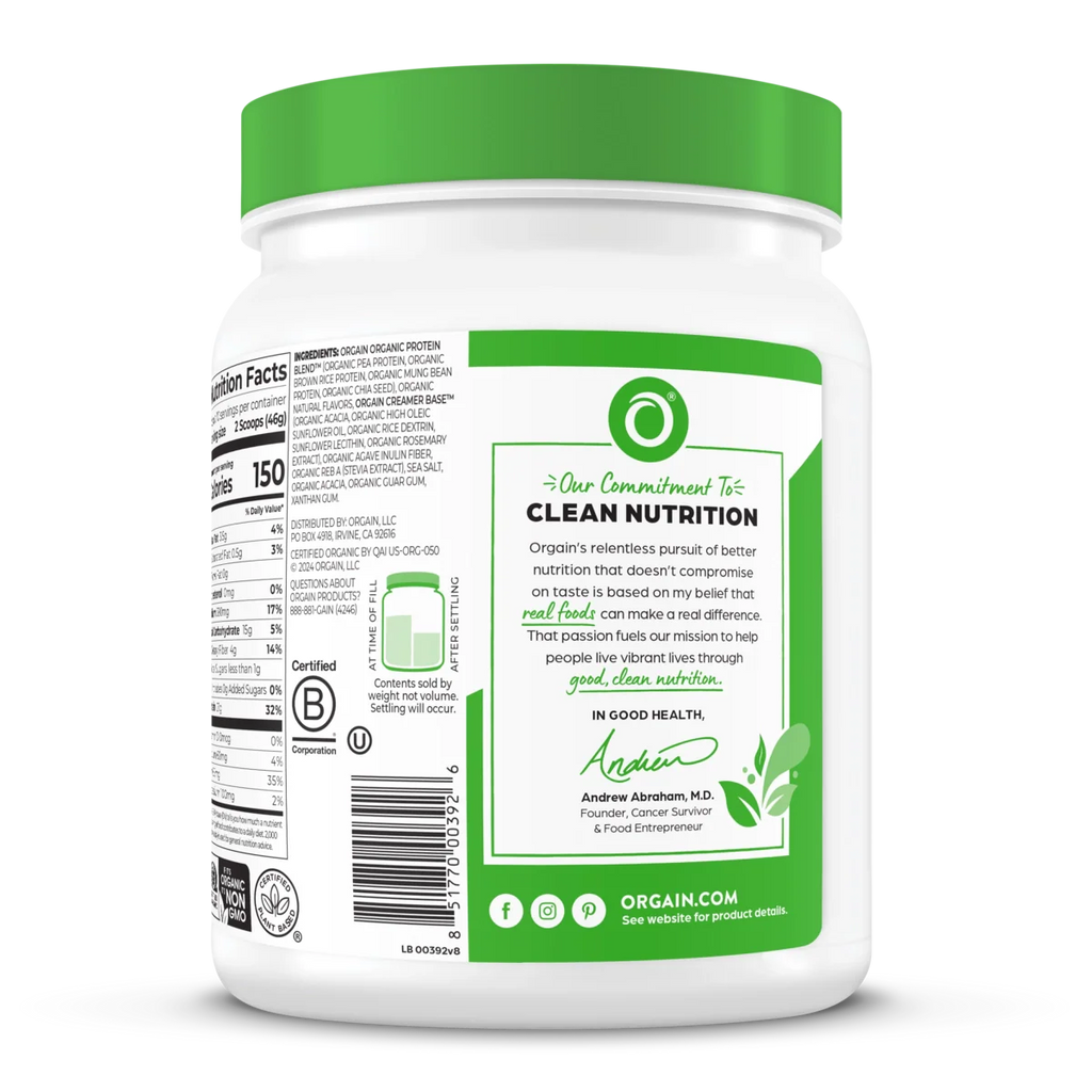 Organic Protein™ Plant Based Protein Powder - Vanilla Bean