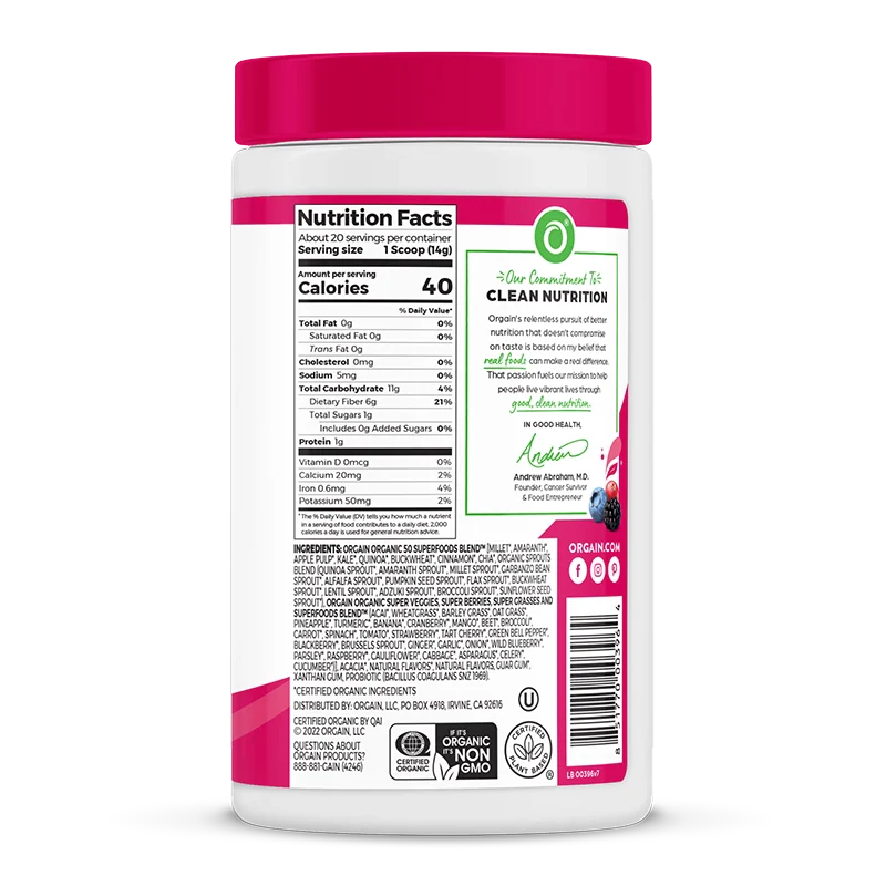 Organic Superfoods Probiotics Powder - Berry