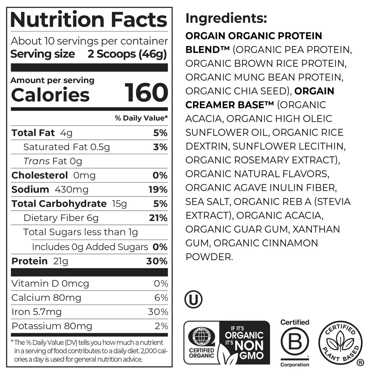 Organic Protein™ Plant Based Protein Powder - Pumpkin Spice