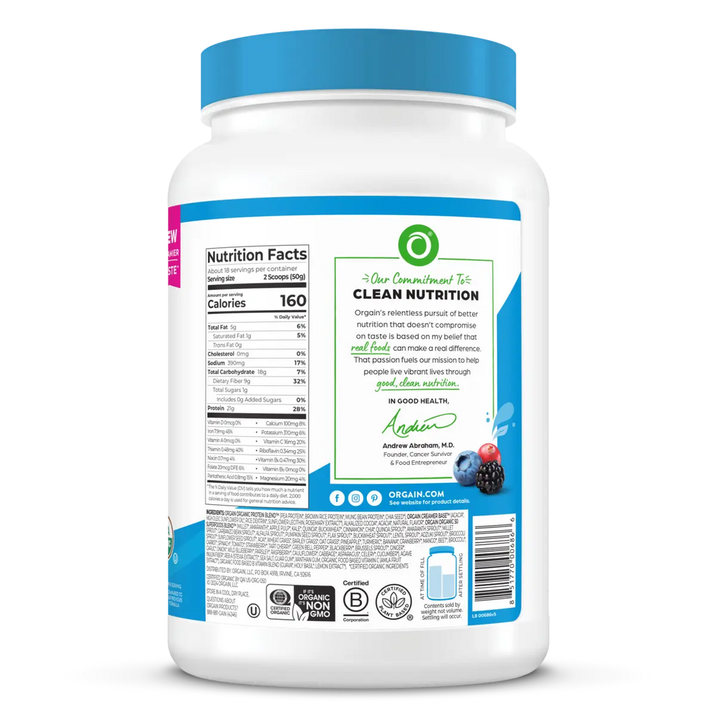 Organic Protein™ & Superfoods Plant Based Protein Powder - Creamy Chocolate Fudge