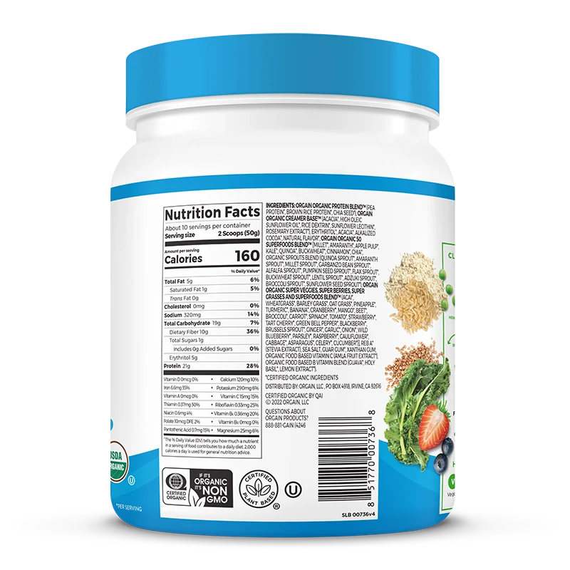 Organic Protein™ & Superfoods Plant Based Protein Powder - Creamy Chocolate Fudge