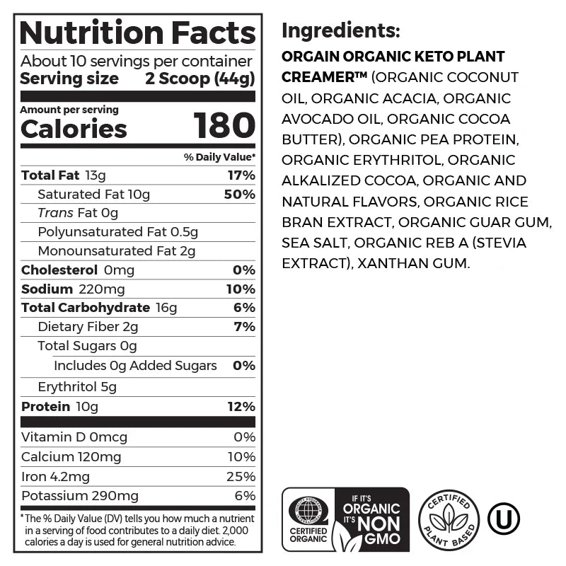 Keto Plant Protein™ Organic Keto-genic Protein Powder - Chocolate