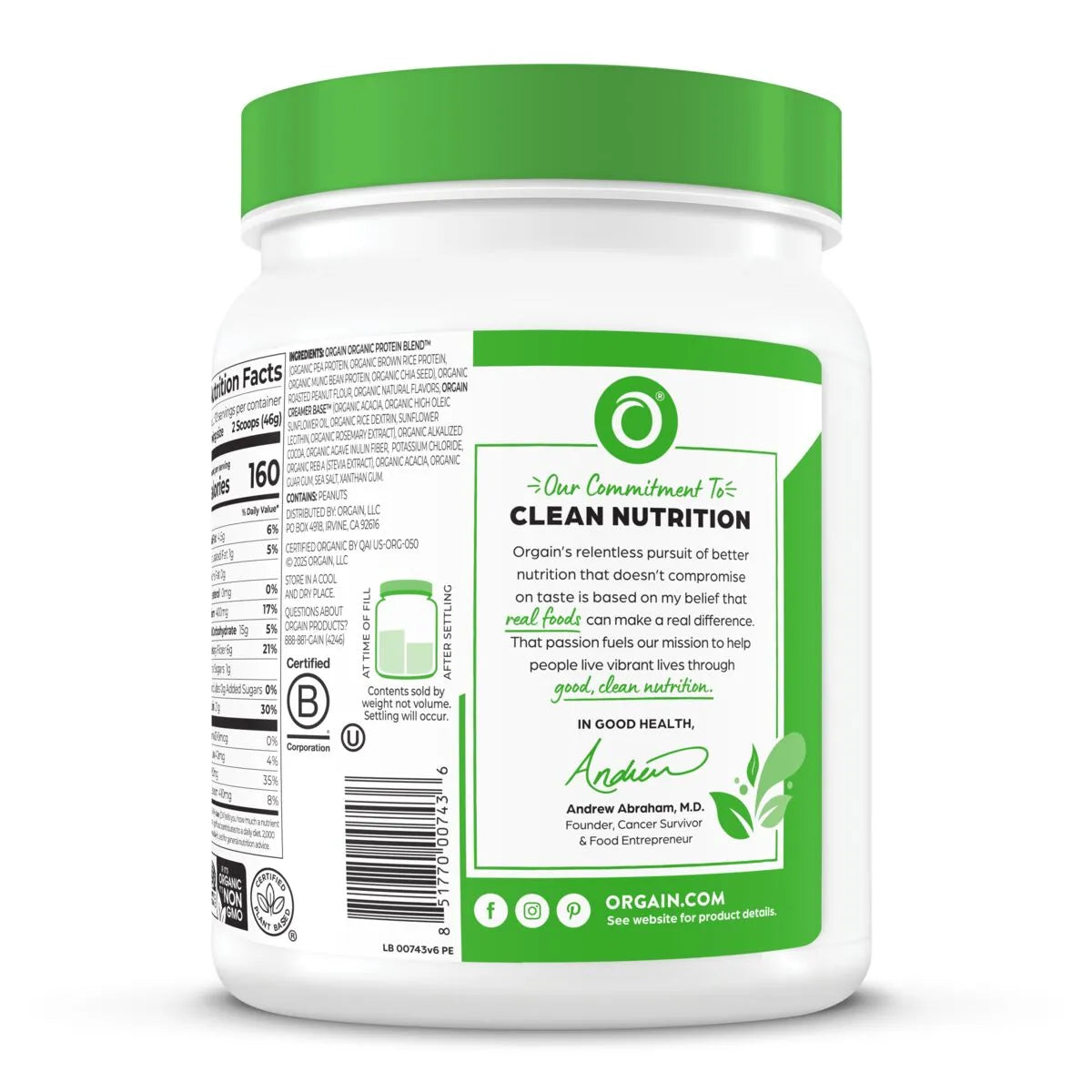 Organic Protein™ Plant Based Protein Powder - Chocolate Peanut Butter