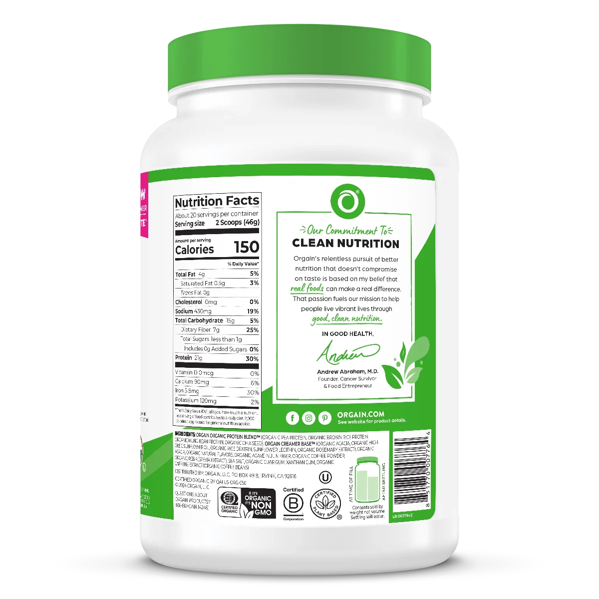 Organic Protein™ Plant Based Protein Powder - Iced Coffee