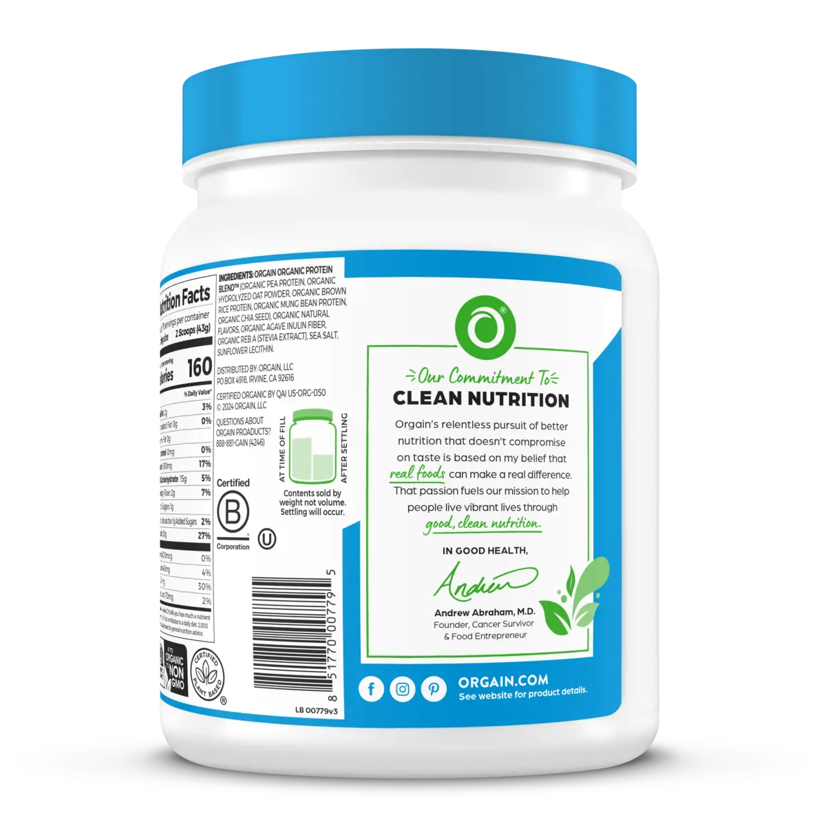 Organic Protein™ + Oatmilk Plant Based Protein Powder - Vanilla